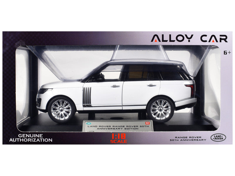 Land Rover Range Rover 50th Anniversary White Metallic Diecast Model w/ Sunroof 1:18
