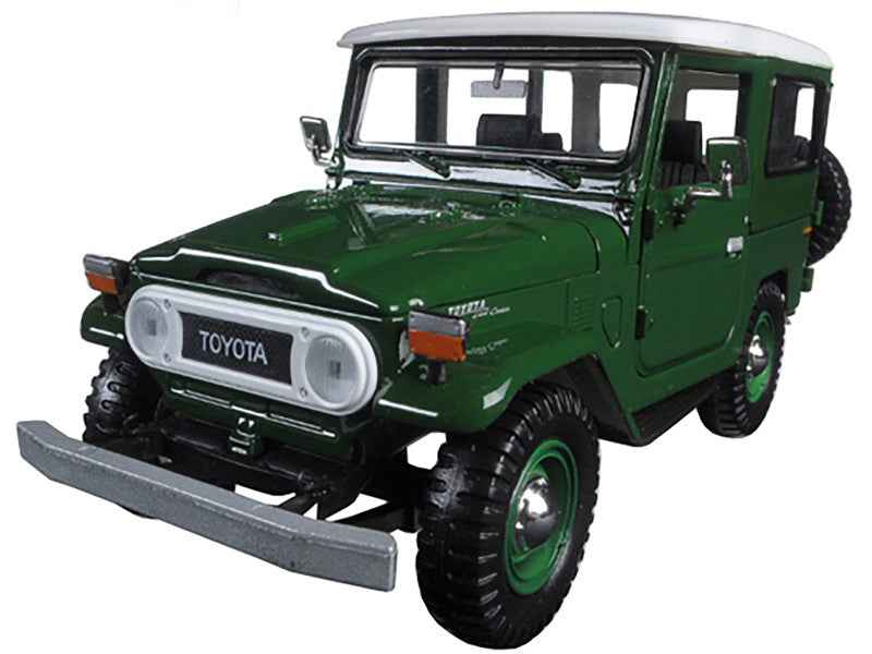 Toyota FJ40 Dark Green w/ White Removable Top Diecast Model 1:24