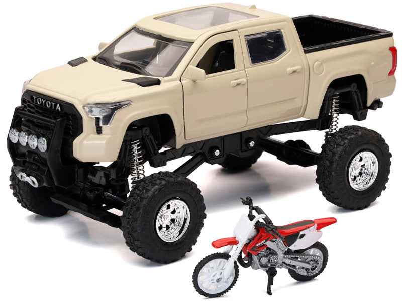 Toyota Tundra Pro Pickup + Honda CR250R Motorcycle Diecast Set 1:32