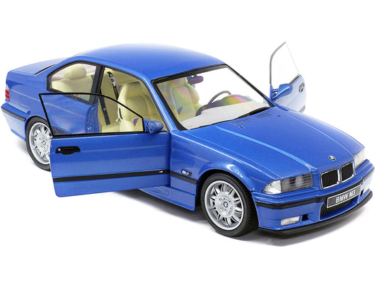 1994 BMW E36 M3 Blue Estoril Metallic 1/18 Diecast Model Car by Solido - view 2
