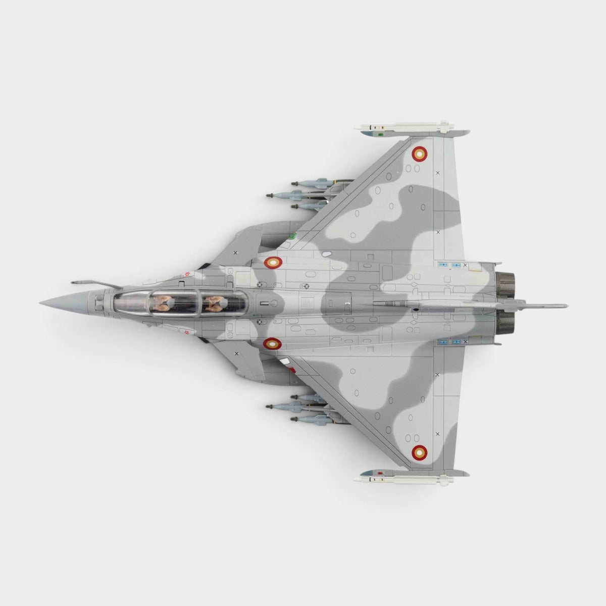 Slice 1:72 scale die-cast Dassault Rafale EQ Qatar Air Force model with grey camouflage and authentic markings