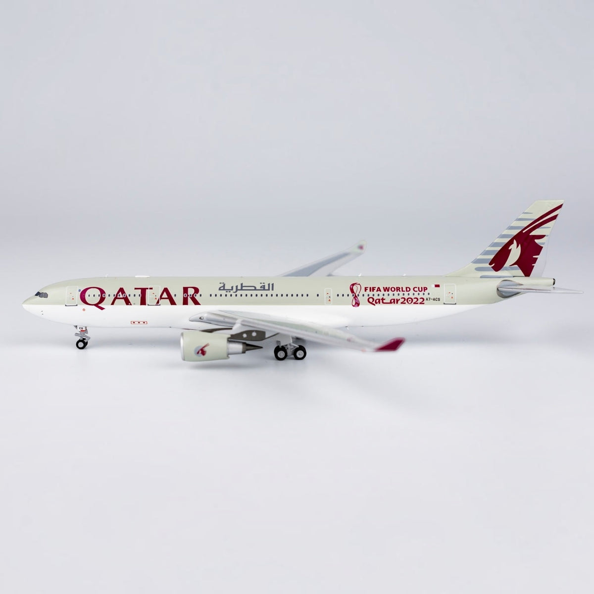 Slice 1:400 scale diecast Airbus A330-200 model aircraft featuring Qatar Airways FIFA World Cup 2022 livery