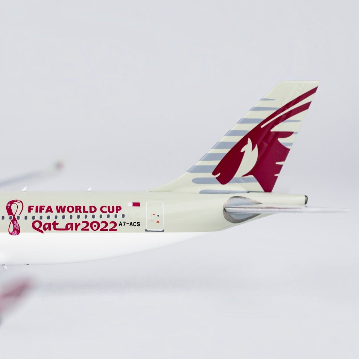 Slice Airbus A330-200 diecast model tail section with Qatar Airways FIFA World Cup 2022 livery and markings