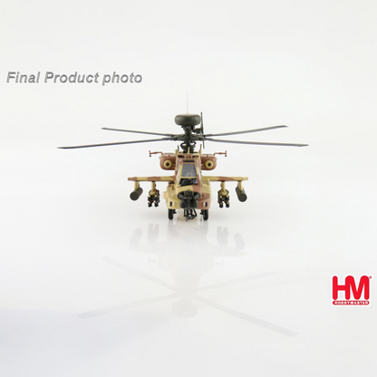 Slice Hobby Master AH-64E Apache Guardian diecast model in Qatar Emiri Air Force desert camouflage, front view