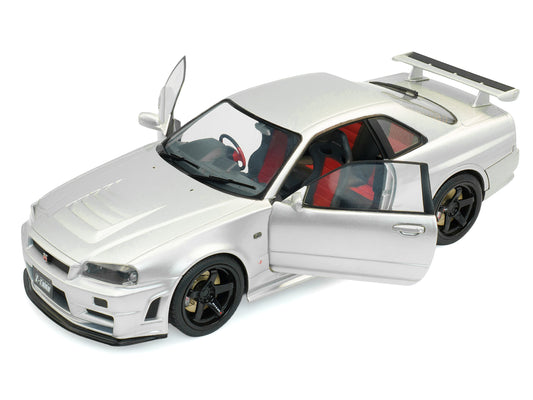 1999 Nissan Skyline GT-R (R34) Z-Tune RHD (Right Hand Drive) Silver Metallic 1/18 Diecast Model Car by Solido - view 2