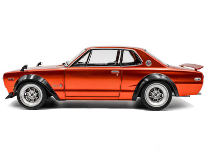 1970 Nissan Skyline (C10) Hakosuka RHD (Right Hand Drive) Orange Metallic 1/18 Diecast Model Car by Solido - view 3